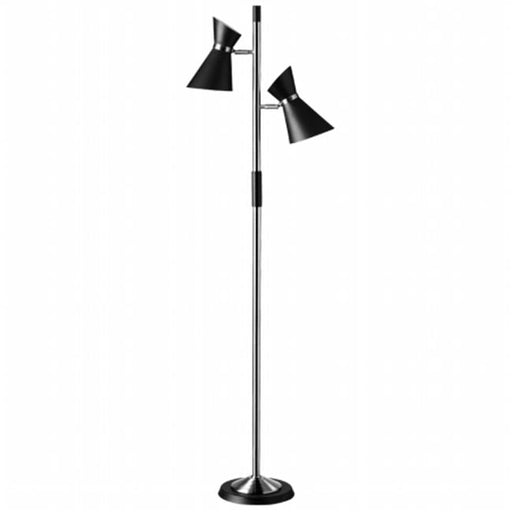 2 Light Floor Lamp&#44; Black Shades&#44; Polished Chrome