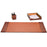Brown Crocodile Embossed Leather 3-Piece Desk Set