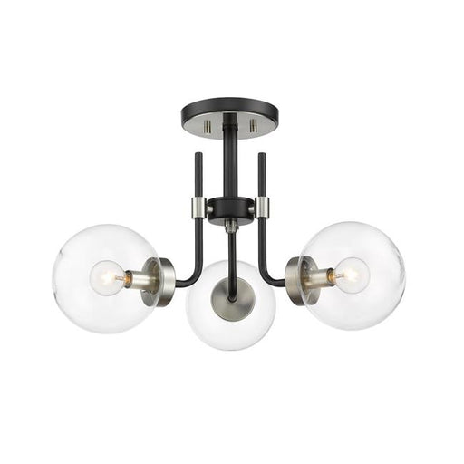 Z Lite 477-3SF-MB-BN 22 in. Parsons 3 Light Matte Black & Brushed Nickel Semi Flush Mount Ceiling Light