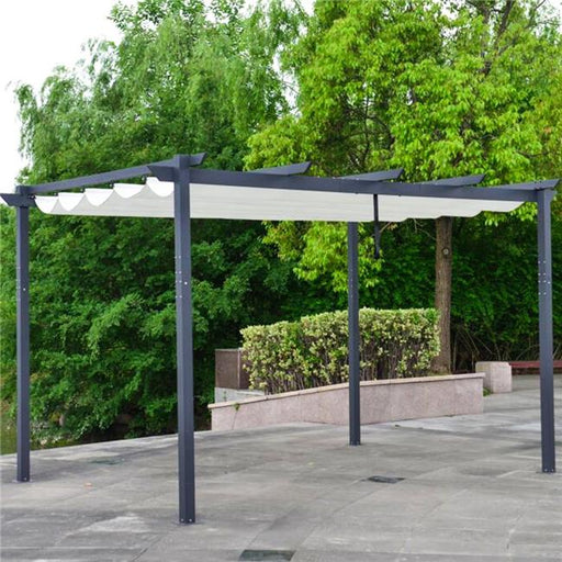 Aleko PERGWT10X13-UNB 13 x 10 ft. Diy Frame Aluminum Outdoor Retractable Canopy Pergola - White