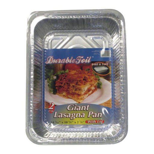 Home Plus 6392138 10.62 x 14.43 in. Durable Foil Lasagna Pan with Lid - Silver- pack of 12