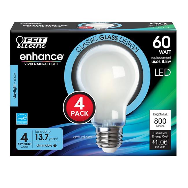 Feit Electric 3895042 8.8W A19 Daylight LED Bulb&#44; 800 Lumens - Pack of 6