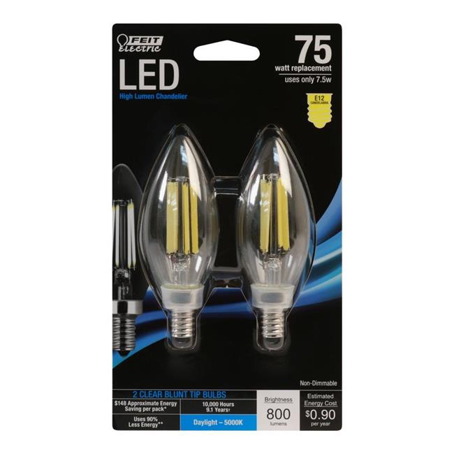 Feit Electric 3001952 100 watt Equivalence Blunt Tip E12 Candelabra LED Bulb&#44; Daylight - Pack of 2 - Case of 6