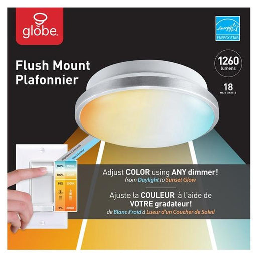 Globe Electric 3002229 14 in. Metal LED Recessed Lighting Kit&#44; Matte White - 18 watt