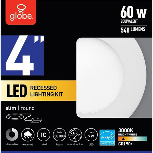 Globe Electric 3000432 4 in. Metal LED Recessed Light&#44; Frost White - 60 watt