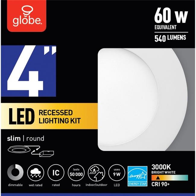 Globe Electric 3000432 4 in. Metal LED Recessed Light&#44; Frost White - 60 watt
