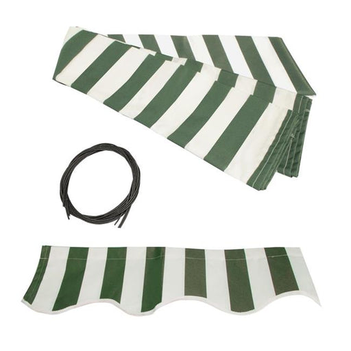 Aleko FAB16X10GRWT00-UNB 16 x 10 ft. Waterproof Fabric Replacement for Retractable Patio Awning - Green & White Striped