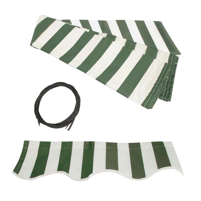 Aleko FAB16X10GRWT00-UNB 16 x 10 ft. Waterproof Fabric Replacement for Retractable Patio Awning - Green & White Striped
