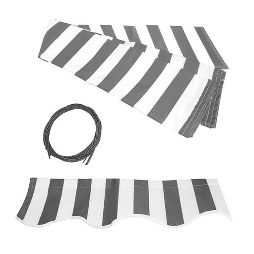 Aleko FAB20X10GREYWHT-UNB 20 x 10 ft. Retractable Awning Fabric Replacement&#44; Grey & White Striped