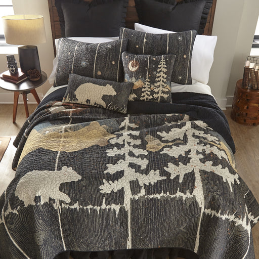American Heritage Textiles Z61104 68 x 90 in. Moonlit Bear 2 Piece Cotton Quilt Set&#44; Multi Color - Twin Size