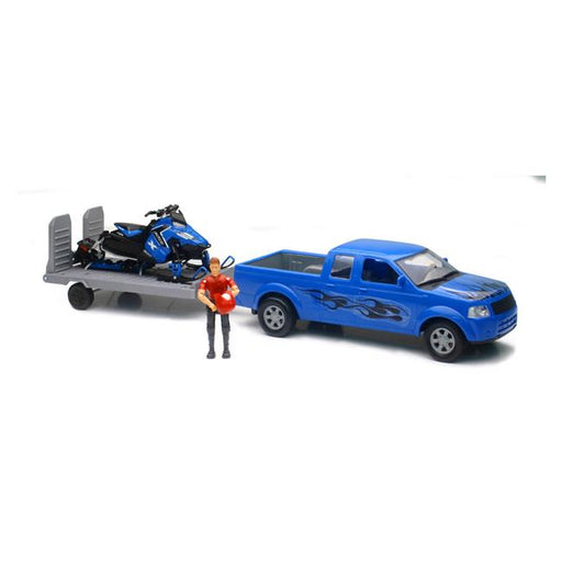 New-Ray SS-37406 Pick Up Truck With Polaris Switchback Snowmobile Set  Pack of 6