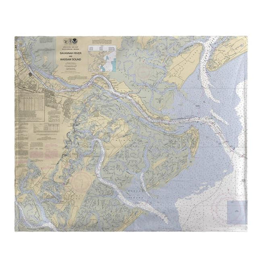 Betsy Drake BK214 Savannah River & Wassaw Sound&#44; GA Nautical Map Fleece Throw