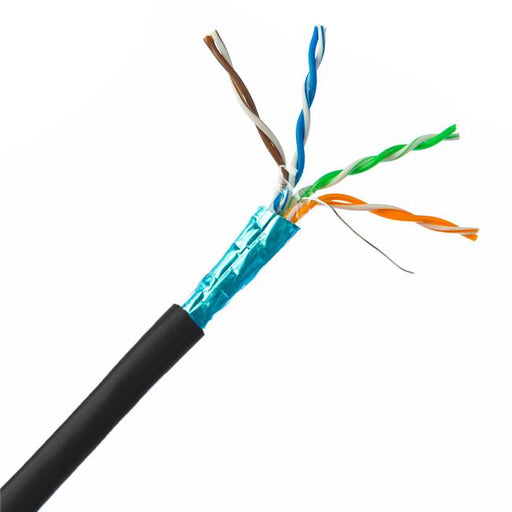 Bulk Shielded Cat5e Black Ethernet Cable - 1000 ft.