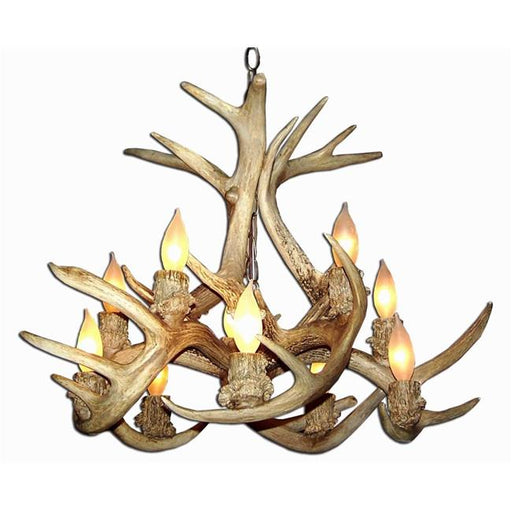 CDN Antler Design UNSFWTI Reproduction Antler Whitetail Inverted 10 Light Sockets Chandelier with 3 ft. Rustic Bronze Chain