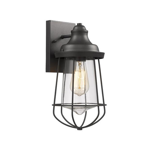 Chloe Lighting CH2D081BK12-OD1 Lucas Industrial-Style 1 Light Textured Black Outdoor & Indoor Wall Sconce - 12 in.