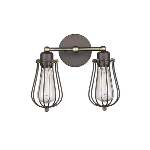 Chloe CH57044RB12-WS2 12 in. Lighting Ironclad Industrial-Style 2 Light Rubbed Bronze Wall Sconce - Oil Rubbed Bronze