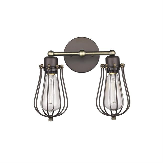Chloe CH57044RB12-WS2 12 in. Lighting Ironclad Industrial-Style 2 Light Rubbed Bronze Wall Sconce - Oil Rubbed Bronze