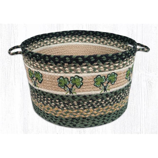 Capitol Importing 38-UBPLG116S 17 x 11 in. Jute Round Shamrock Printed Utility Basket