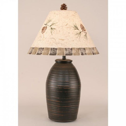 Coast Lamp Manufacturer 12-R27A Distressed Black Ginger Jar with Pine Cone Shade - 28.5 in.