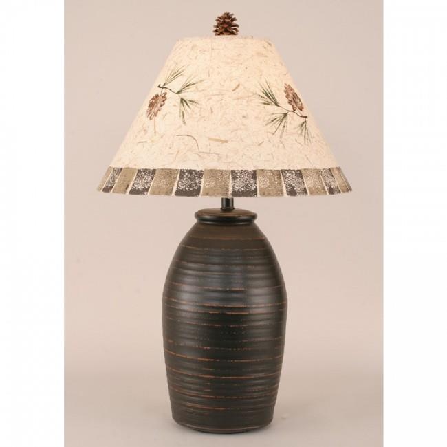 Coast Lamp Manufacturer 12-R27A Distressed Black Ginger Jar with Pine Cone Shade - 28.5 in.