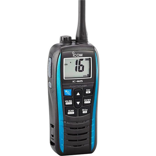 Icom M25 51 5 watt Handheld Floating VHF Radio&#44; Marine Blue