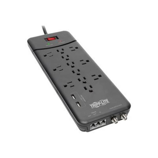 Tripp Lite TLP128TTUSBB 180W 8 ft. 12-Outlet Surge Protector 4320 Joules Power Strip