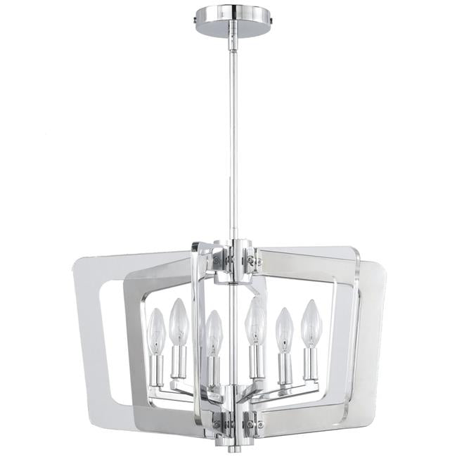 Dainolite SWR-206C-PC 6 Light Chandelier&#44; Polished Chrome - 13 x 20 x 20 in.