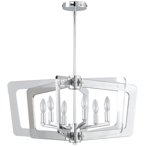 Dainolite SWR-266C-PC 6 Light Chandelier&#44; Polished Chrome - 13.5 x 26.5 x 26.5 in.