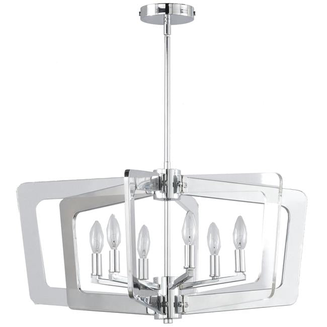 Dainolite SWR-266C-PC 6 Light Chandelier&#44; Polished Chrome - 13.5 x 26.5 x 26.5 in.