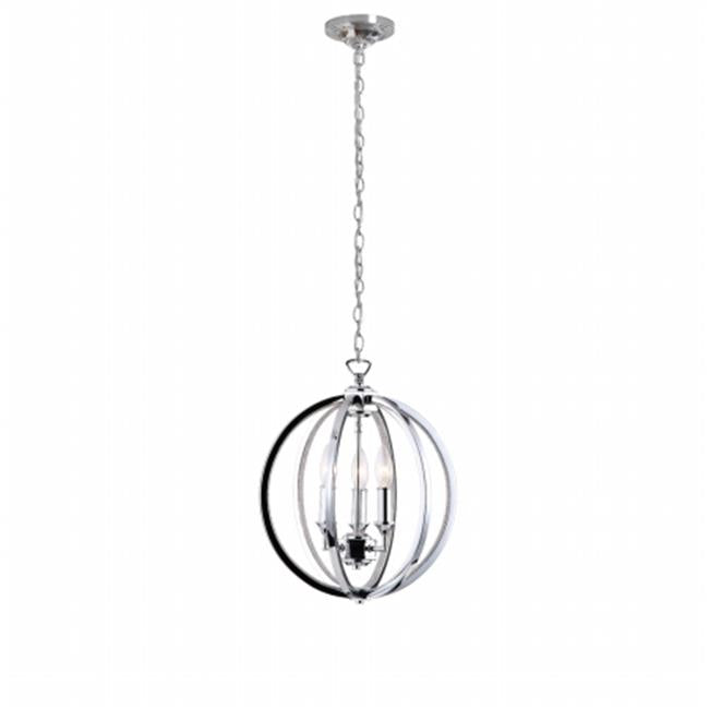 Dainolite KAR-143C-PC 3 Light Chandelier with Crystal Studded Banding&#44; Polished Chrome