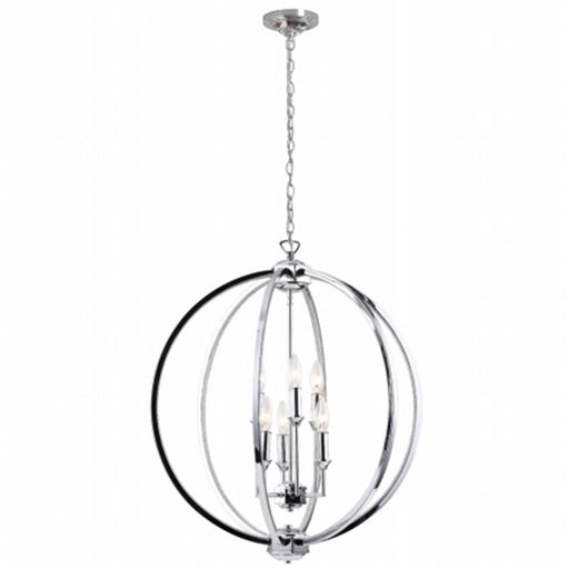 Dainolite KAR-246C-PC 6 Light 24 in. Chandelier with Crystal Studded Banding&#44; Polished Chrome