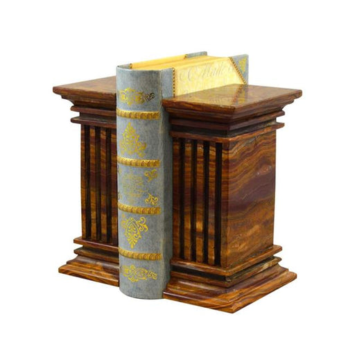 Marble Crafter BE40-SB Renaissance Bookends&#44; Saffron Brown Onyx