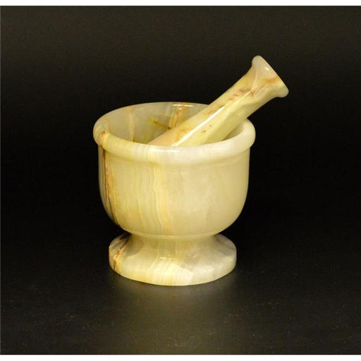 Marble Crafter MO97C-LG 5 in. Modern Style Mortar & Pestle Set&#44; Light Green Onyx