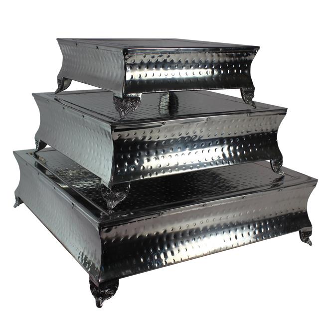 Urban Designs 210004 Hand Hammered 3-Tier Square Wedding Cake Stand - 65 x 22 x 22 in.