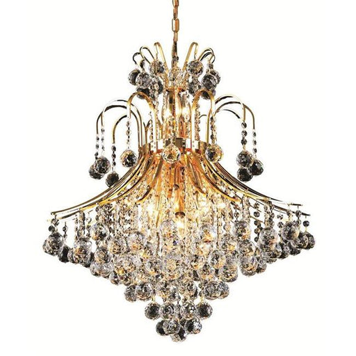 Elegant Lighting V8003D25G-SS 31 x 25 in. Touareg 15 Light Gold Chandelier