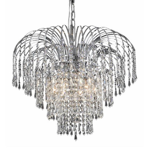 Elegant Lighting V6801D21C-RC 18 x 21 in. Falls 6 light Chrome Chandelier - Royal Cut Crystals