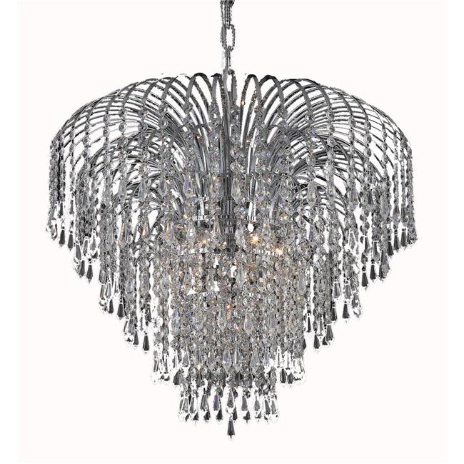 Elegant Lighting V6801D25C-RC 20 x 25 in. Falls 6 light Chrome Chandelier - Royal Cut Crystals