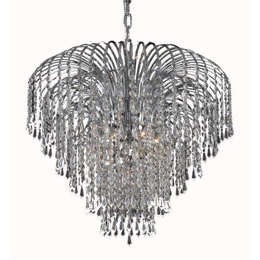 Elegant Lighting V6801D25C-SS 20 x 25 in. Falls 6 light Chrome Chandelier - Swarovski Elements Crystals