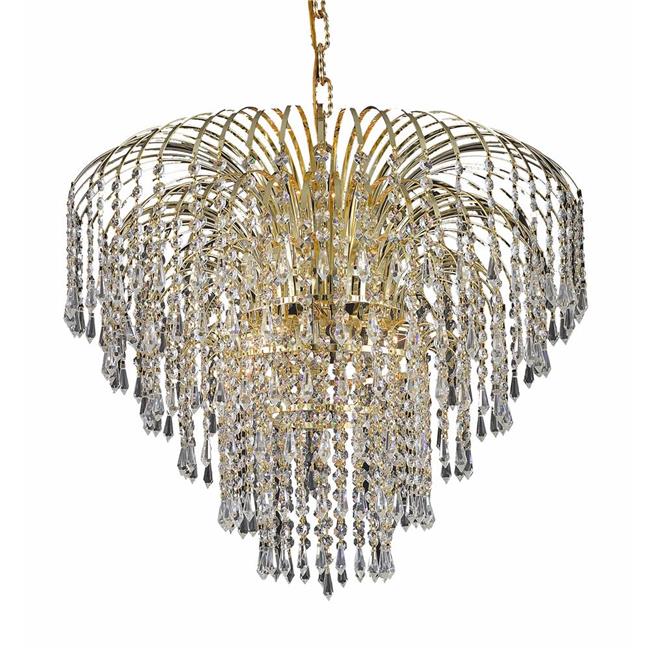 Elegant Lighting V6801D25G-RC 20 x 25 in. Falls 6 light Gold Chandelier - Royal Cut Crystals