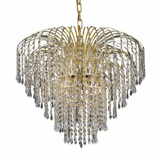 Elegant Lighting V6801D25G-SS 20 x 25 in. Falls 6 light Gold Chandelier - Swarovski Elements Crystals