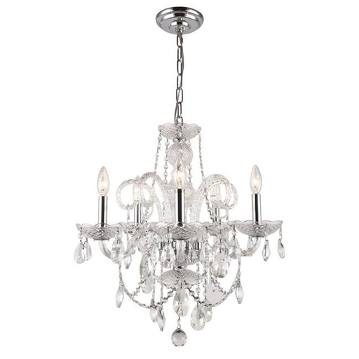 Elegant Lighting V7835D20C-RC 22 x 20 in. Princeton 5 light Chrome Chandelier - Royal Cut Crystals