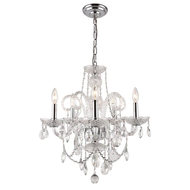 Elegant Lighting V7835D20C-RC 22 x 20 in. Princeton 5 light Chrome Chandelier - Royal Cut Crystals