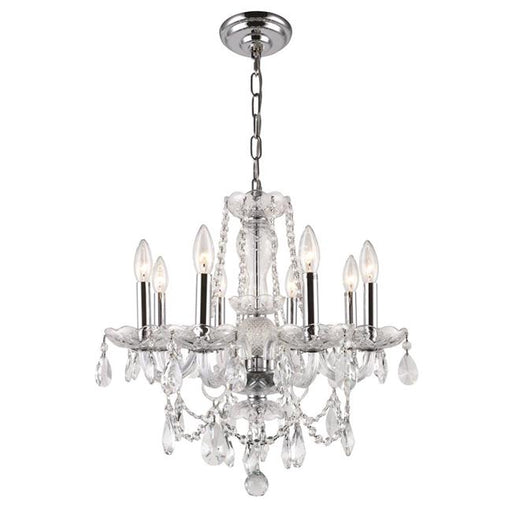 Elegant Lighting V7838D20C-RC 20 x 20 in. Princeton 8 light Chrome Chandelier - Royal Cut Crystals