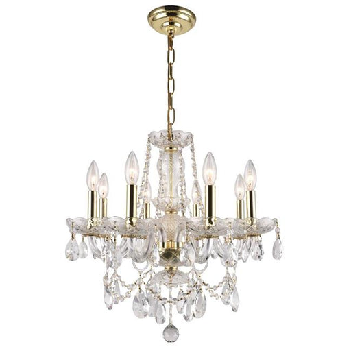 Elegant Lighting V7838D20G-RC 20 x 20 in. Princeton 8 light Gold Chandelier - Royal Cut Crystals