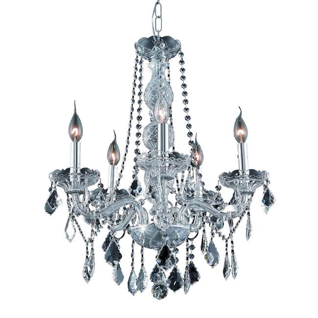 Elegant Lighting V7855D21C-EC 26 x 21 in. Verona 5 light Chrome Chandelier - Elegant Cut Crystals