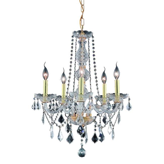 Elegant Lighting V7855D21G-EC 26 x 21 in. Verona 5 light Gold Chandelier - Elegant Cut Crystals