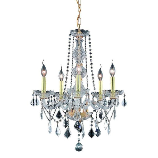 Elegant Lighting V7855D21G-RC 26 x 21 in. Verona 5 light Gold Chandelier - Royal Cut Crystals