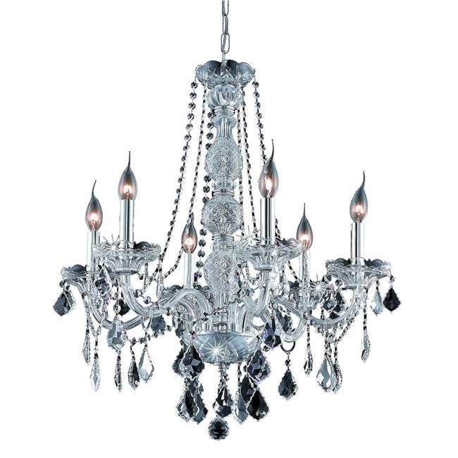 Elegant Lighting V7856D24C-SS 28 x 24 in. Verona 6 light Chrome Chandelier - Swarovski Elements Crystals