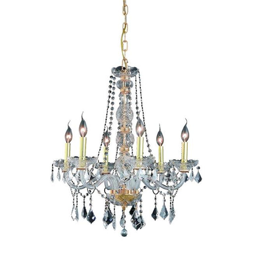 Elegant Lighting V7856D24G-RC 28 x 24 in. Verona 6 light Gold Chandelier - Royal Cut Crystals