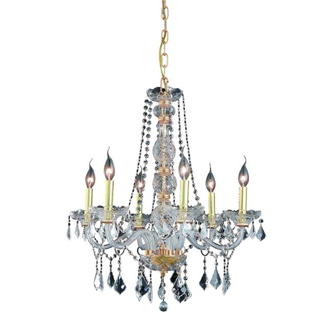 Elegant Lighting V7856D24G-SS 28 x 24 in. Verona 6 light Gold Chandelier - Swarovski Elements Crystals